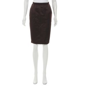 VINTAGE OSCAR DE LA RENTA Y2K Designer Brown Knee-Length Pencil Skirt Size 12